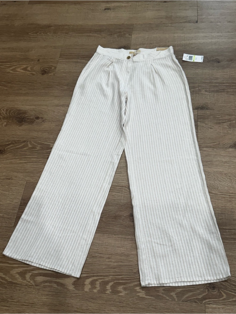 NWT Michael Michael Kors High Rise Wide Leg Stripe Linen Blend Pants Size 4